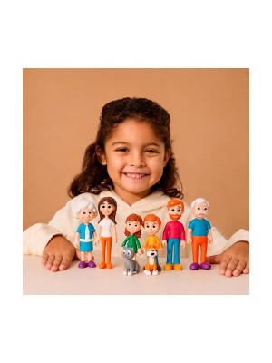 Família de Pele Clara - 8 Figuras