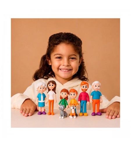 Família de Pele Clara - 8 Figuras