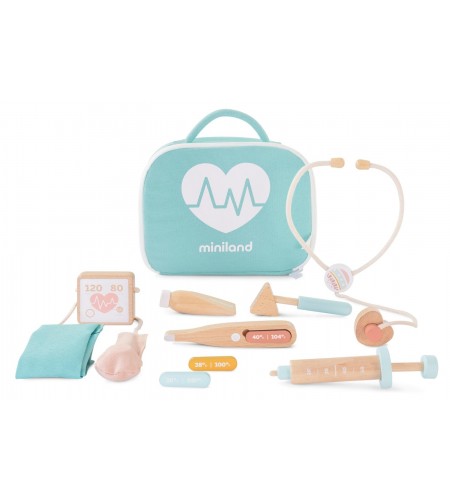 Conjunto de Médico em Madeira para Bonecos