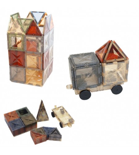 Peças Magnéticas Translúcidas - 3D Natural Magnetic Tiles - 60 Peças