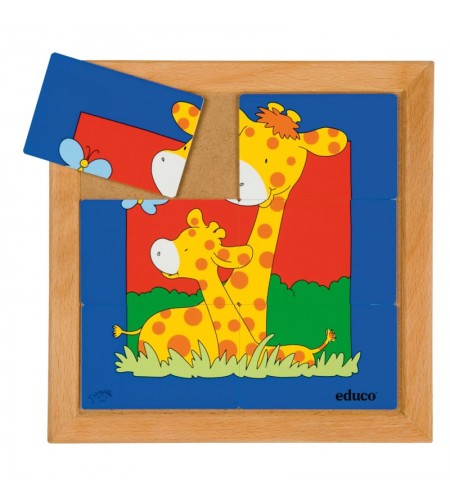 Puzzle Madeira Mães e Filhos Girafa - 6 peças