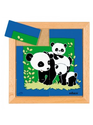 Puzzle Madeira Mães e Filhos Panda - 8 peças
