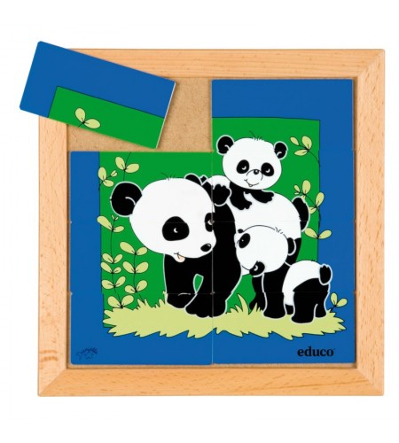 Puzzle Madeira Mães e Filhos Panda - 8 peças