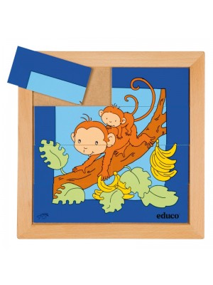Puzzle Madeira Mães e Filhos Macaco - 8 peças