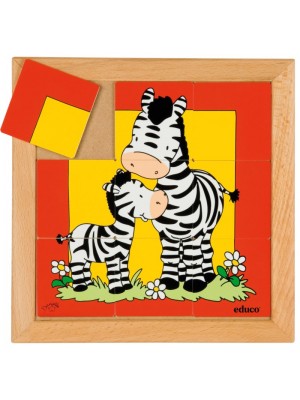Puzzle Madeira Mães e Filhos Zebra - 9 peças