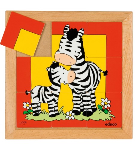 Puzzle Madeira Mães e Filhos Zebra - 9 peças