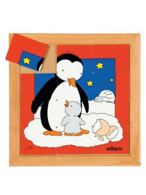 Puzzle Madeira Mães e Filhos Pinguim - 12 peças
