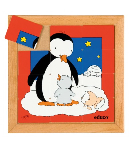 Puzzle Madeira Mães e Filhos Pinguim - 12 peças