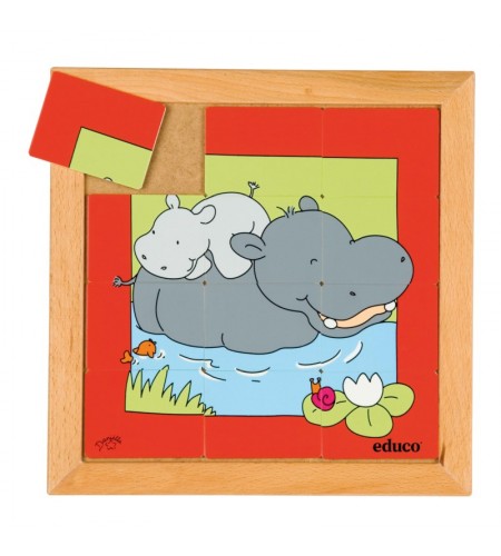 Puzzle Madeira Mães e Filhos Hipopótamo - 12 peças