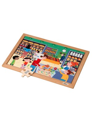 Puzzle Madeira Matemático Quantidades até 12 - Supermercado - 35 Peças