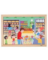 Puzzle Madeira Matemático Quantidades até 12 - Supermercado - 35 Peças