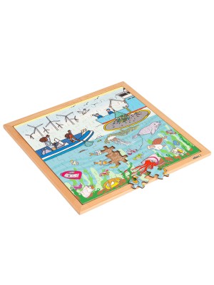 Puzzle Madeira Cuidar do Clima - Plástico no Oceano - 100 peças