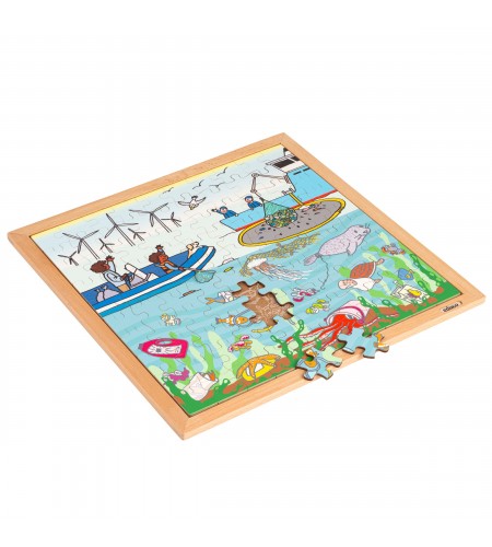 Puzzle Madeira Cuidar do Clima - Plástico no Oceano - 100 peças