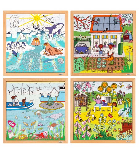 Conjunto de 4 Puzzles - Cuidar do Clima - 100 peças