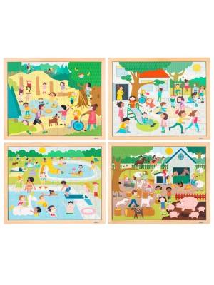Conjunto de 4 Puzzles - Todos Juntos a Brincar - 102 peças