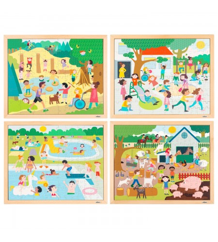 Conjunto de 4 Puzzles - Todos Juntos a Brincar - 102 peças