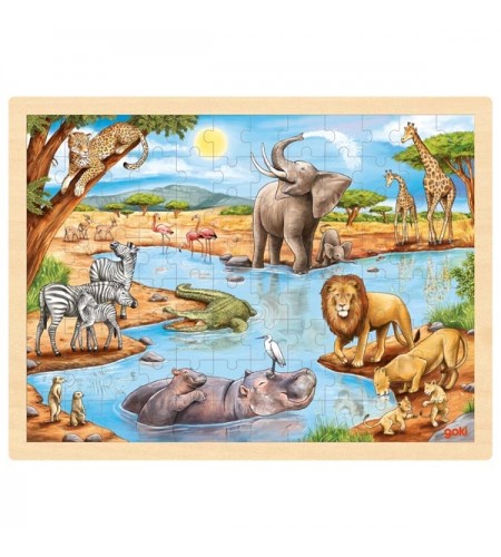 Puzzle Madeira Animais em África - 96 peças