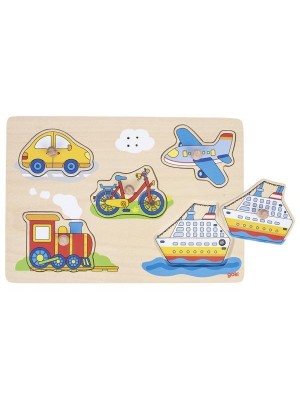 Puzzle de Encaixe Veículos com Sons - Madeira - 5 PEÇAS