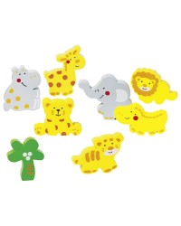 Puzzle de Encaixe Animais da Selva Bebés - Madeira - 8 PEÇAS