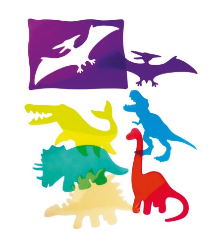 Stencil Translúcido Colorido Dinossauros - 6 Peças