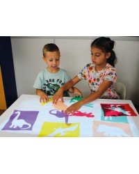 Stencil Translúcido Colorido Dinossauros - 6 Peças