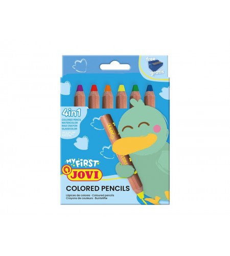 Lápis de Cor JOVI My First Madeira 4 em 1 - Pack 6 unidades + apara lápis