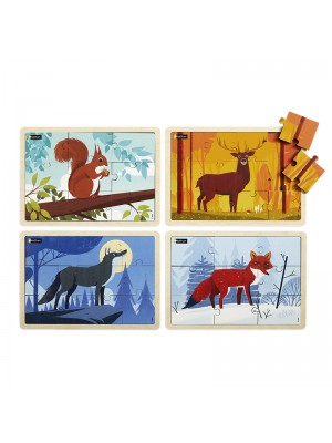 Conjunto de Puzzles "Animais da Floresta" - 4 Puzzles