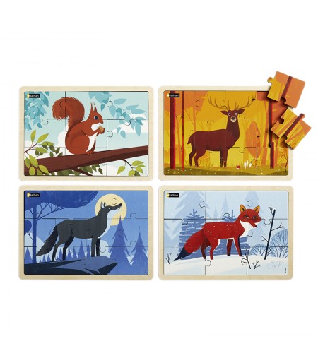 Conjunto de Puzzles "Animais da Floresta" - 4 Puzzles Conjunto de Puzzles "Animais da Floresta" - 4 Puzzles