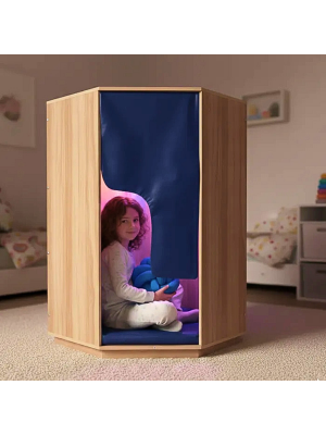 Cabana de Madeira Acolchoada com Iluminação Ambiente LED