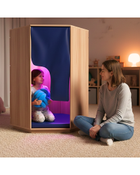 Cabana de Madeira Acolchoada com Iluminação Ambiente LED