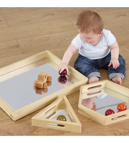 Tabuleiros de Espelho de Madeira - 4 peças